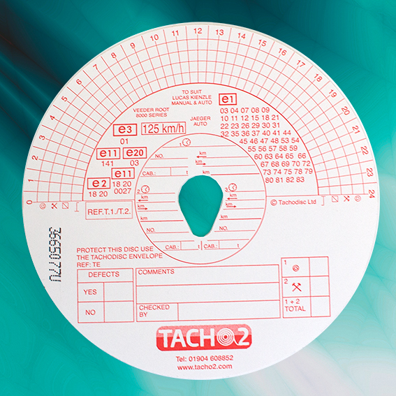 Tachograph Analogue Charts T1/T2 125kph Red Combi Tachograph Supplies