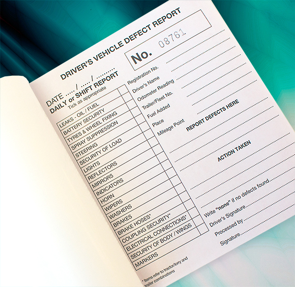 30 Page Triplicate Truck Defect Book Tachograph Supplies