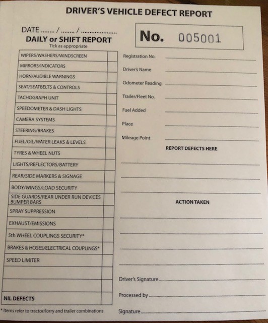 50 set duplicate fors compliant truck defect report book